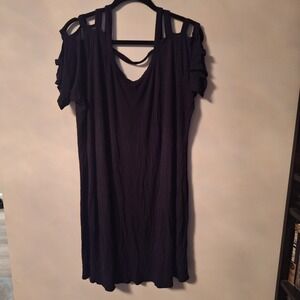 Boohoo Plus Black Strappy Shoulder Mini T-Shirt Dress Size 16 US